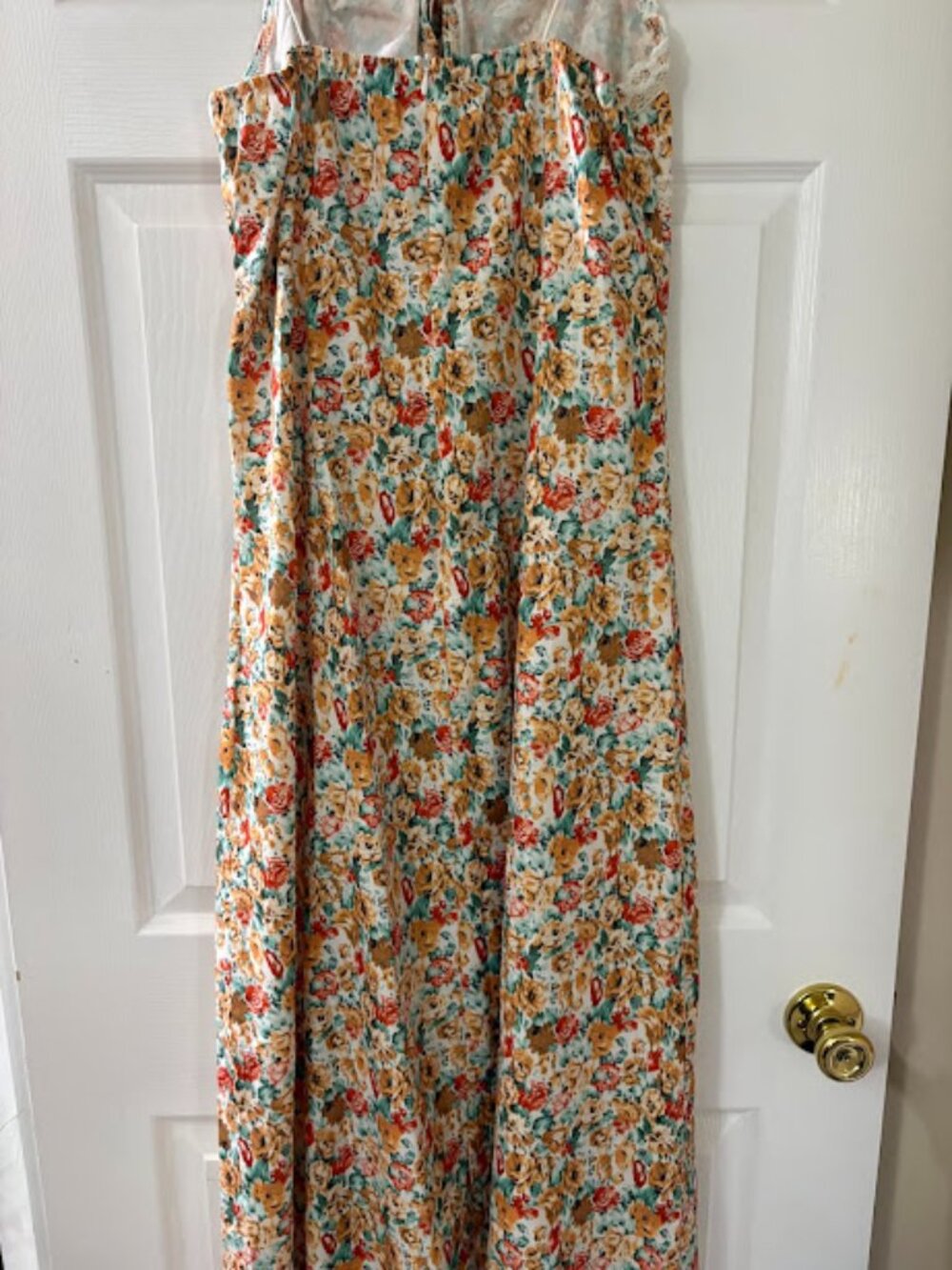 SHEIN Vintage Style Floral Print Lace Patchwork Spaghetti Strap Dress LARGE - Picture 2 of 3